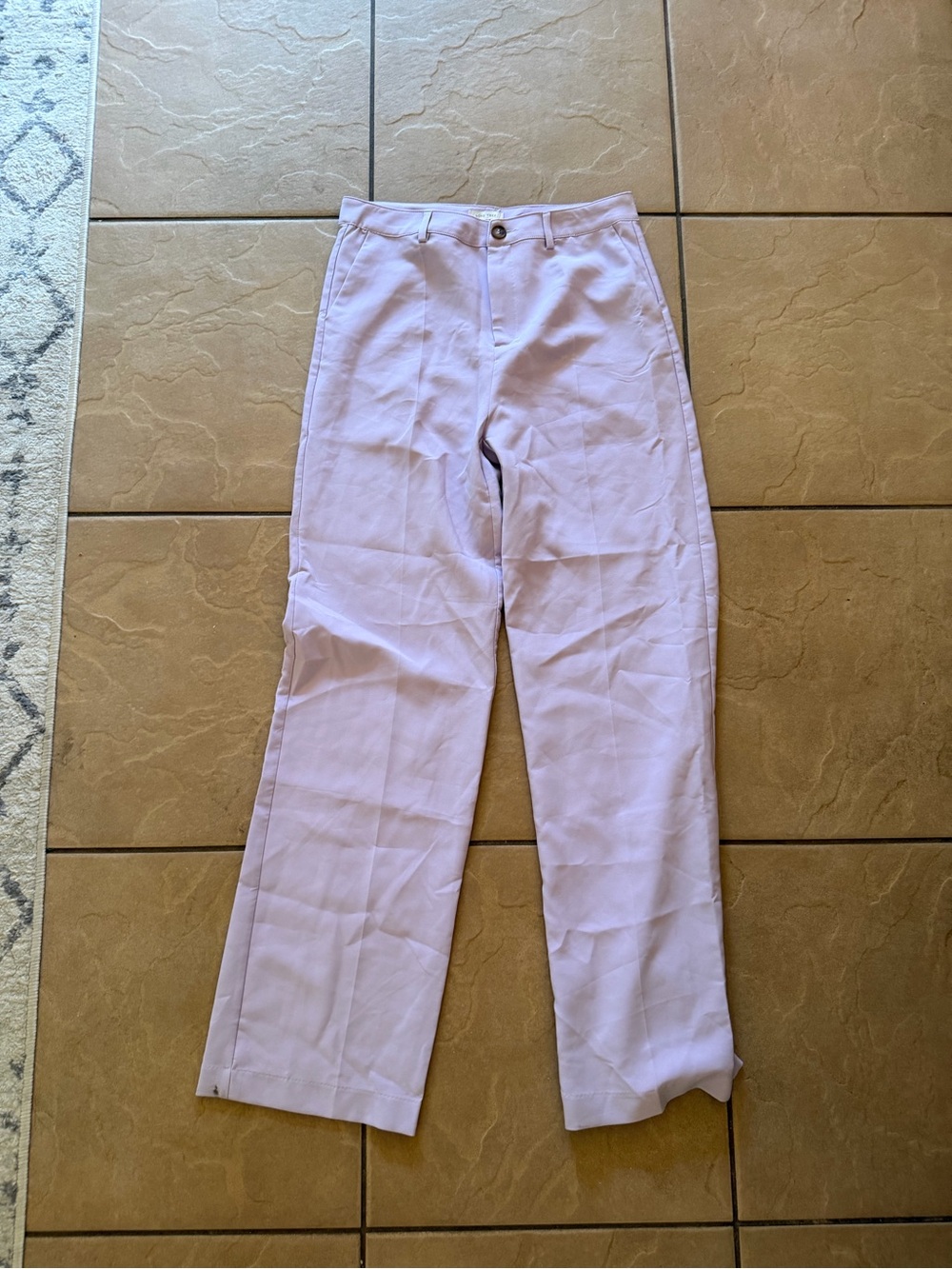 Lilac Straight-Leg High-Waist Pants